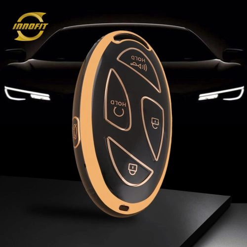 HYK1T1-Black-Gold Plating- Car Key Cover For Hyundai