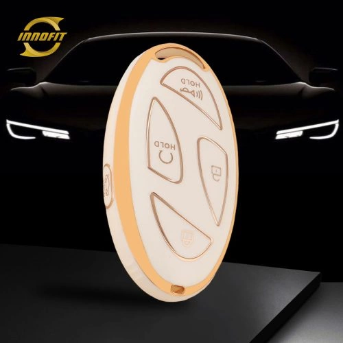 HYK1T1-White-Gold Plating- Car Key Cover For Hyundai