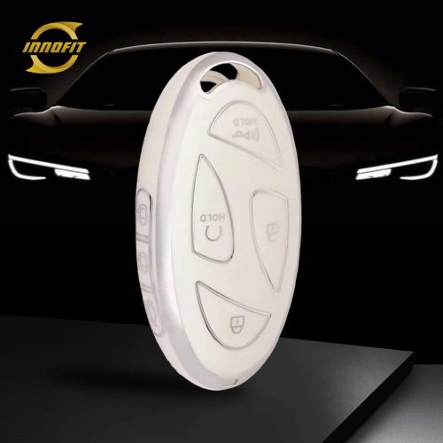 HYK2T1-White-Silver Plating- Car Key Cover For Hyundai
