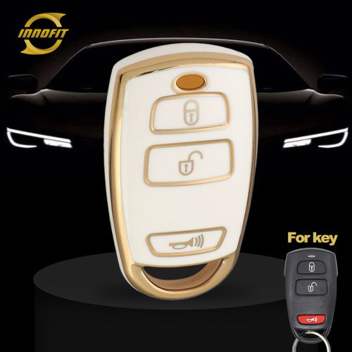 HYQ2T1-White-Gold Plating- Car Key Cover For Hyundai Kia