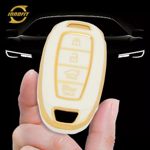 HYS1T1-White-Gold Plating- Car Key Cover For Hyundai