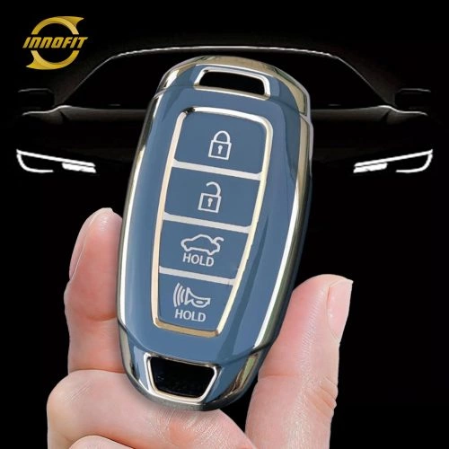 HYS1T1-Light Blue-Silver Plating- Car Key Cover For Hyundai