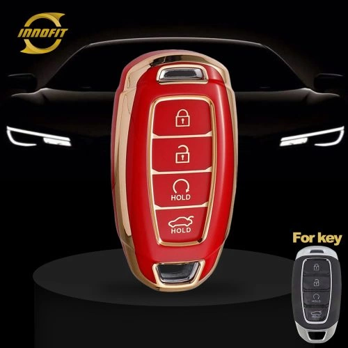 HYS4T1-Red-Gold Plating- Car Key Cover For Hyundai