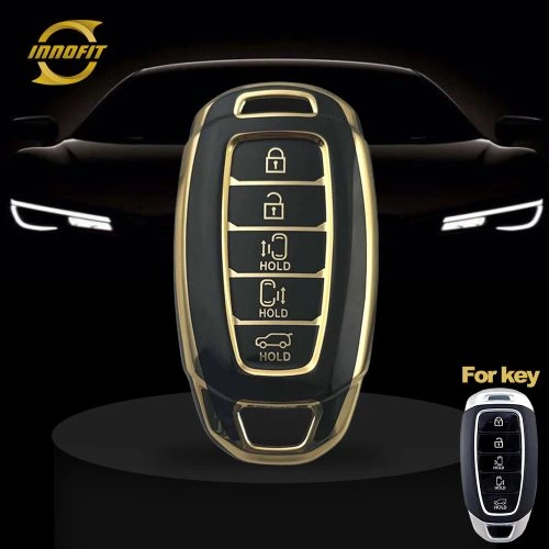 HYS7T1-Black-Gold Plating- Car Key Cover For Hyundai