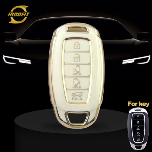 HYS7T1-White-Gold Plating- Car Key Cover For Hyundai