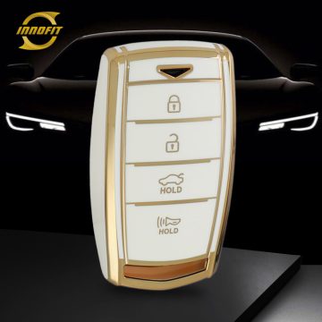 HYV1T1-White-Gold Plating- Car Key Cover For Hyundai