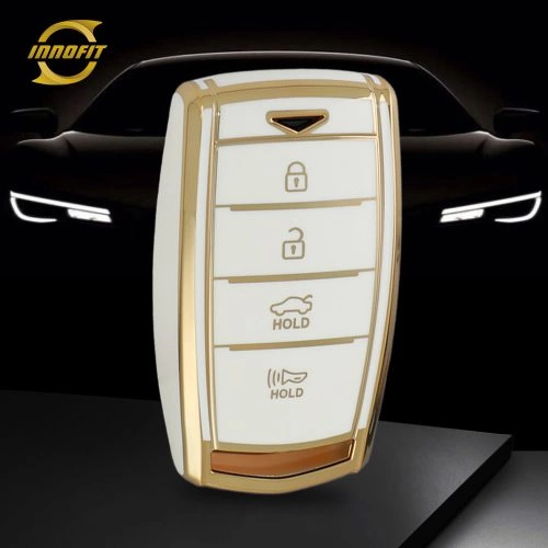 HYV1T1-White-Gold Plating- Car Key Cover For Hyundai