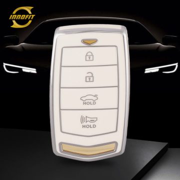 HYV1T1-White-Silver Plating- Car Key Cover For Hyundai
