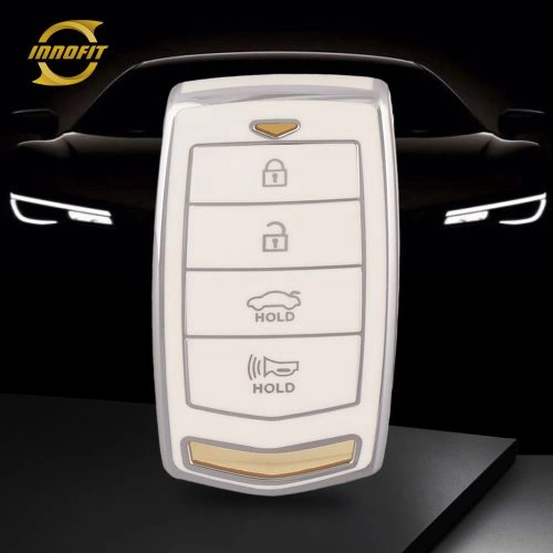 HYV1T1-White-Silver Plating- Car Key Cover For Hyundai