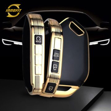 KIJ1T1-Black-Gold Plating- Car Key Cover For Kia