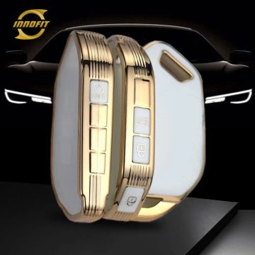 KIJ1T1-White-Gold Plating- Car Key Cover For Kia