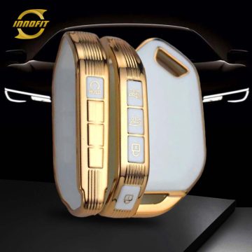 KIJ2T1-White-Gold Plating- Car Key Cover For Kia