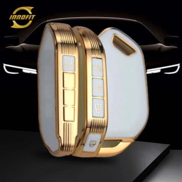 KIJ2T1-White-Gold Plating- Car Key Cover For Kia