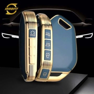 KIJ2T1-Granny Grey-Gold Plating- Car Key Cover For Kia