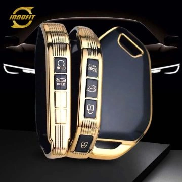 KIJ3T1-Black-Gold Plating- Car Key Cover For Kia
