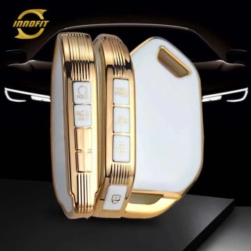 KIJ3T1-White-Gold Plating- Car Key Cover For Kia