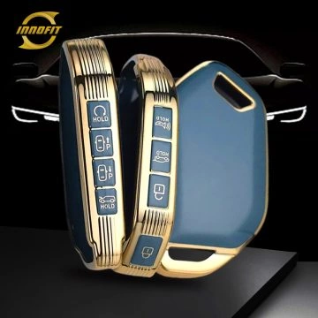 KIJ5T1-Granny Grey-Gold Plating- Car Key Cover For Kia