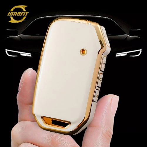 KIK3T1-White-Gold Plating- Car Key Cover For Kia
