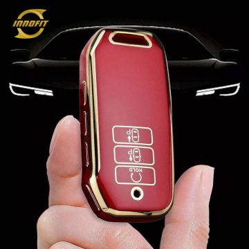 KIS1T1-Red-Gold Plating- Car Key Cover For Kia