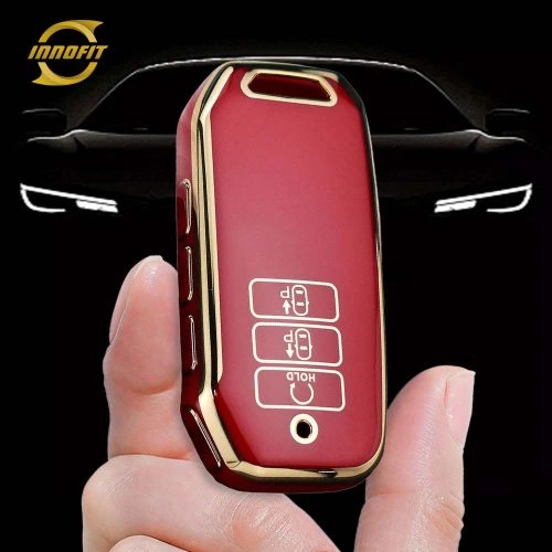 KIS1T1-Red-Gold Plating- Car Key Cover For Kia