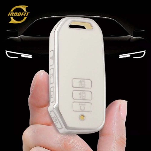 KIS1T1-White-Silver Plating- Car Key Cover For Kia
