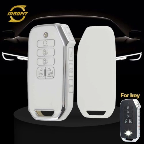 KIU1T1-White-Silver Plating- Car Key Cover For Kia