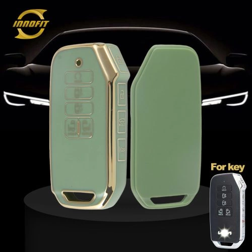 KIU1T1-Green-Gold Plating- Car Key Cover For Kia