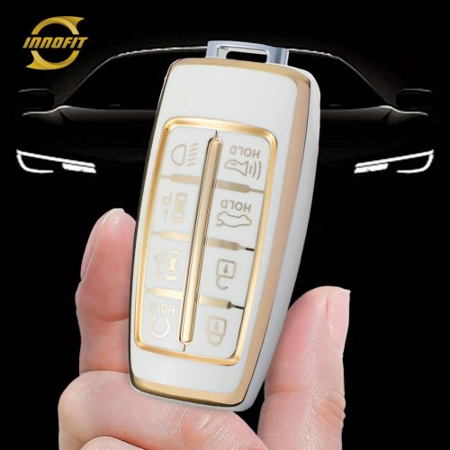 GNA4T1-White-Gold Plating- Car Key Cover For GENESIS
