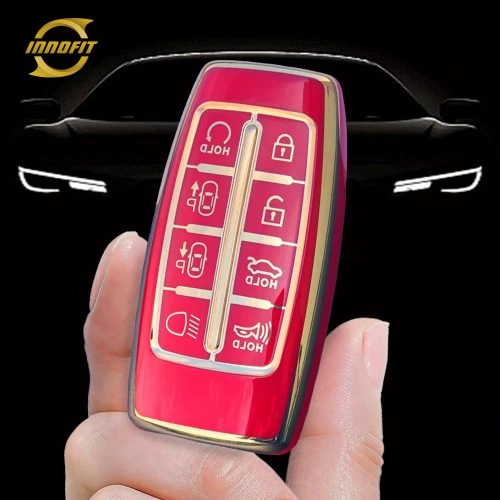 GNA4T1-Kırmızı-Altın Kaplama- GENESIS için Araç Anahtar Kapağı