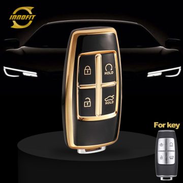 GNA6T1-Black-Gold Plating- Car Key Cover For GENESIS