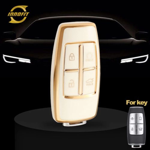 GNA6T1-White-Gold Plating- Car Key Cover For GENESIS