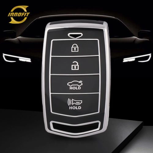 GNB1T1-Black-Silver Plating- Car Key Cover For GENESIS