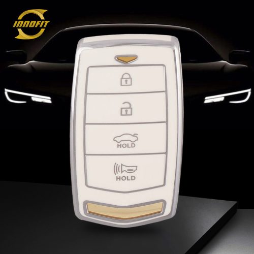 GNB1T1-White-Silver Plating- Car Key Cover For GENESIS