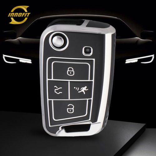 VOA2T1-Placa preta-prata- Capa para chave de carro para Volkswagen skoda SEAT