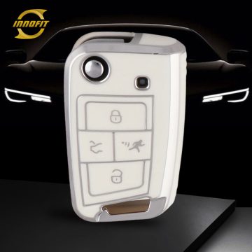 VOA2T1-White-Silver Plating- Car Key Cover For Volkswagen skoda SEAT