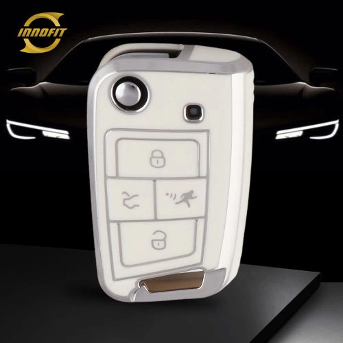 VOA2T1-White-Silver Plating- Car Key Cover For Volkswagen skoda SEAT