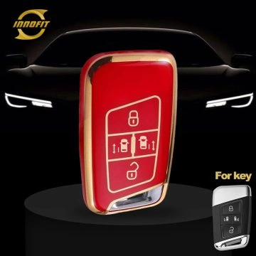 VOD3T1-Red-Gold Plating- Car Key Cover For Volkswagen