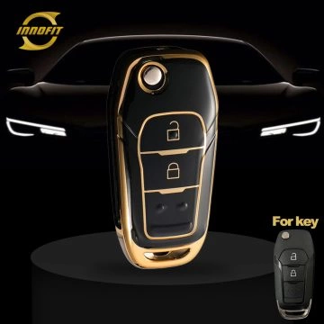 FOA2T1-Black-Gold Plating- Car Key Cover For Ford