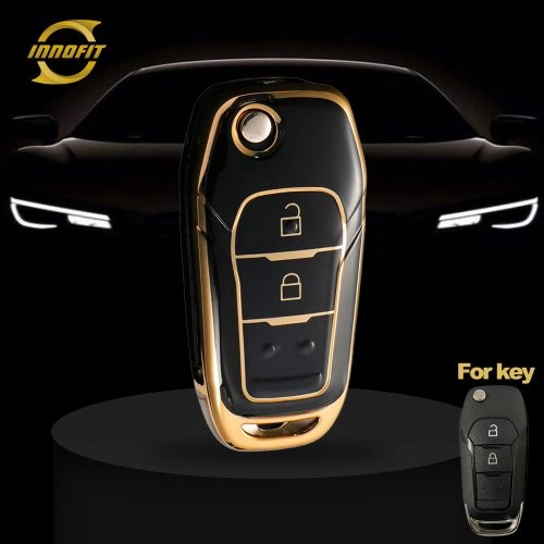 FOA2T1-Black-Gold Plating- Car Key Cover For Ford