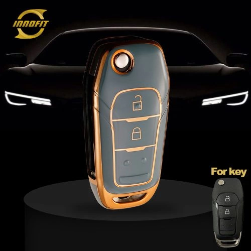 FOA2T1-Granny Grey-Gold Plating- Car Key Cover For Ford