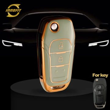 FOA2T1-Green-Gold Plating- Car Key Cover For Ford