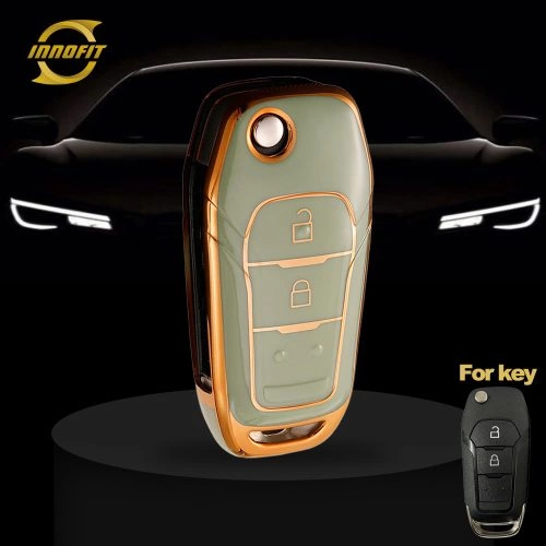FOA2T1-Green-Gold Plating- Car Key Cover For Ford