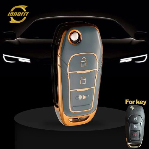 FOA3T1-Granny Grey-Gold Plating- Car Key Cover For Ford