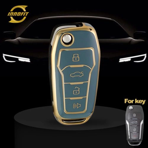 FOA7T1-Granny Grey-Gold Plating- Car Key Cover For Ford