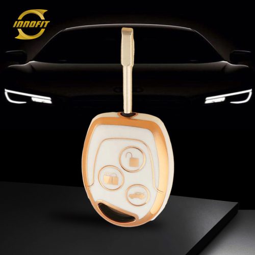 FOI1T1-White-Gold Plating- Car Key Cover For Ford