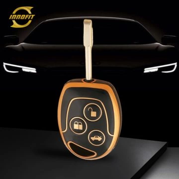FOI1T1-Black-Gold Plating- Car Key Cover For Ford
