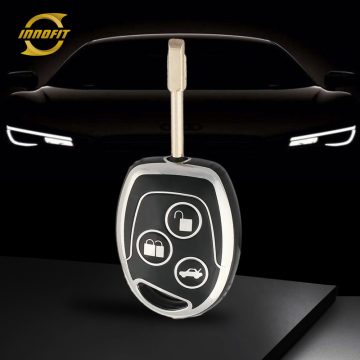 FOI1T1-Black-Silver Plating- Car Key Cover For Ford