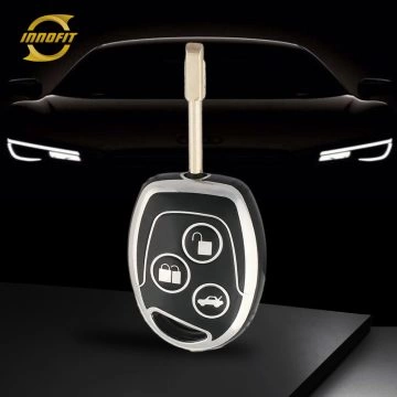 FOI1T1-Black-Silver Plating- Car Key Cover For Ford