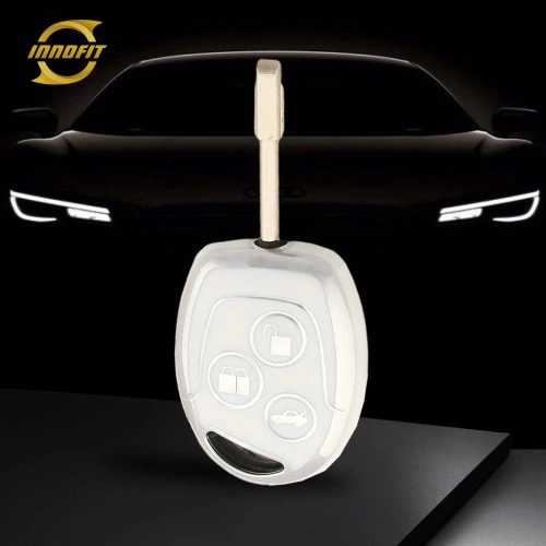 FOI1T1-White-Silver Plating- Car Key Cover For Ford