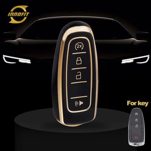 FOJ2T1-Black-Gold Plating- Car Key Cover For Ford LINCOLN